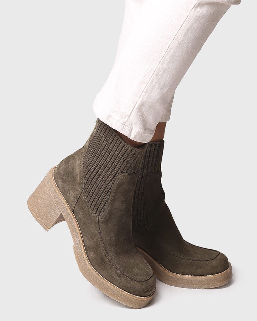 TONI PONS Praga-SY - Bottines à Talon Large Pour Femme, Pointure 37 EU, Marron, Tissu élastique, Confortables Et Polyvalentes
