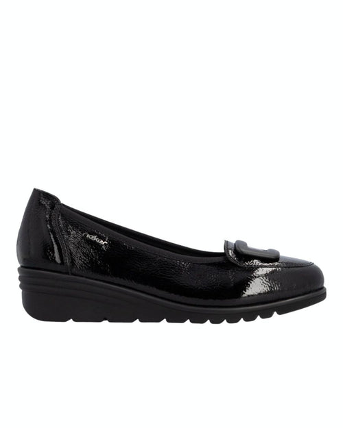 Chaussure noire à talon compensé pour femme Rieker L5362-00